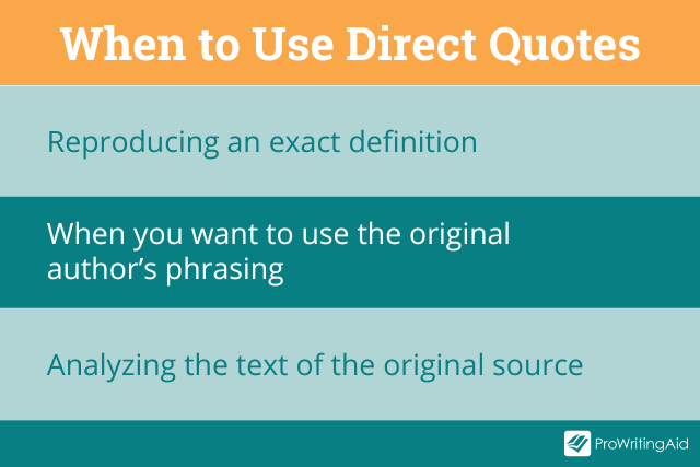 When to use direct quotes