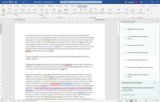 prowriting aid microsoft word add in