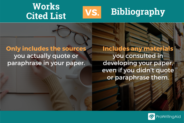 Image showing works cited list vs bibliography