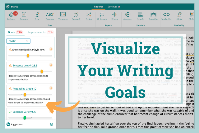 Track your writing progress with goals